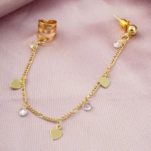 Golden Heart Chain Ear Cuff