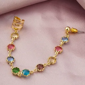 Golden Multistone Color Ear Cuff