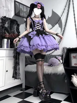 Gothic Lolita Dresses Ruffles Lace Up Purple Romance Gothic Lolita