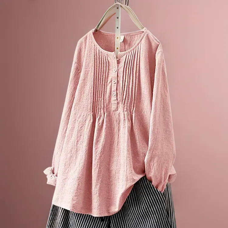 Graciela® | Pleated, simple, casual tunic with buttons