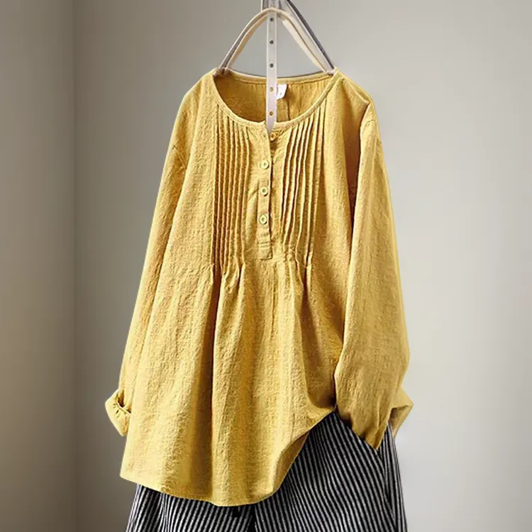 Graciela® | Pleated, simple, casual tunic with buttons