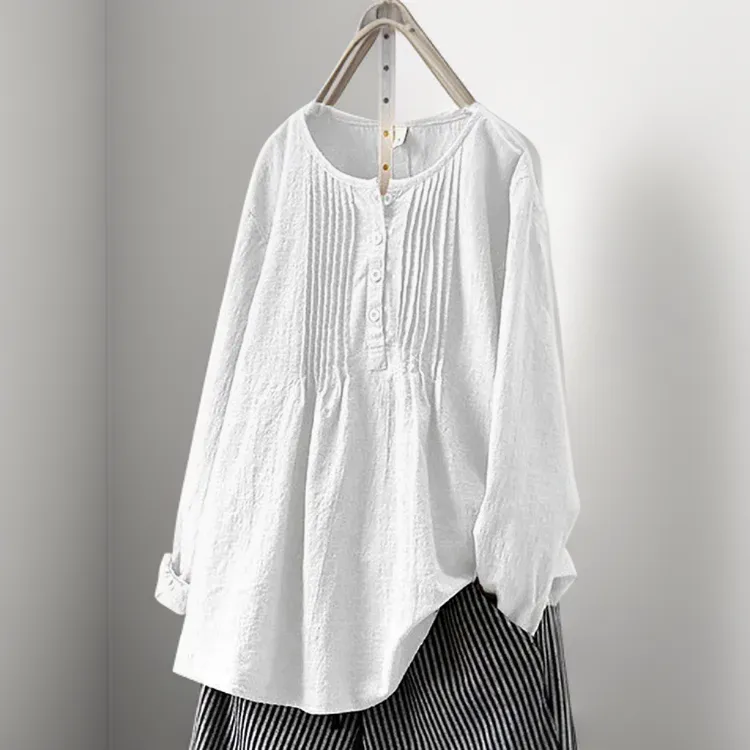 Graciela® | Pleated, simple, casual tunic with buttons