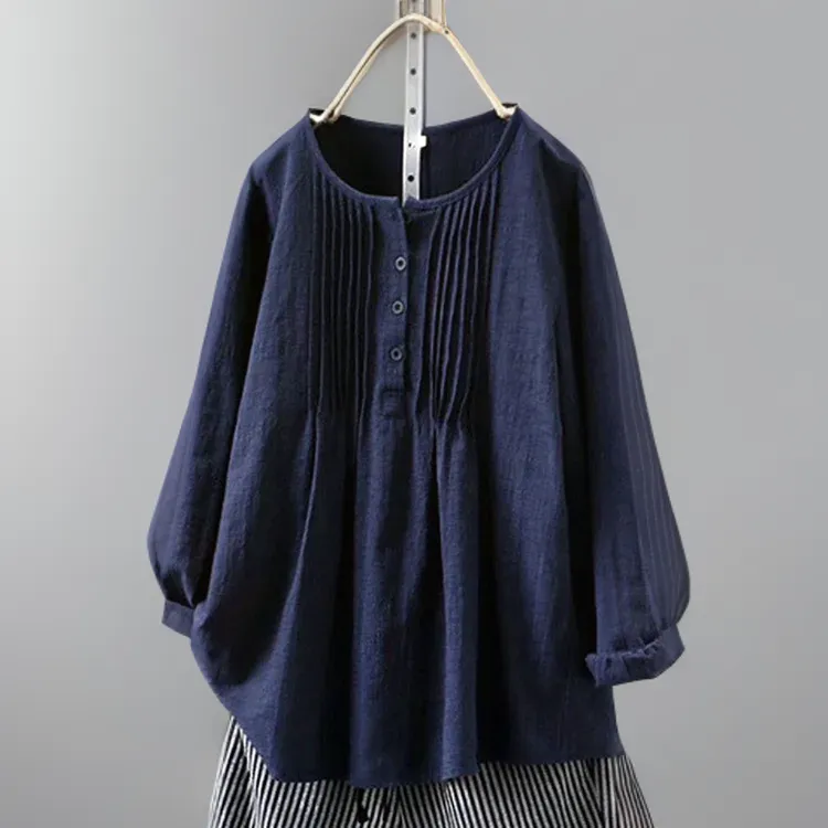 Graciela® | Pleated, simple, casual tunic with buttons
