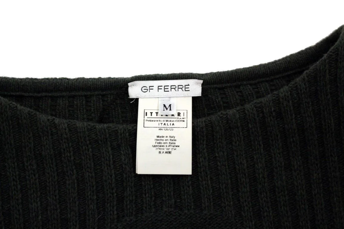 Gray Knitted Wool Blend Pullover Sweater