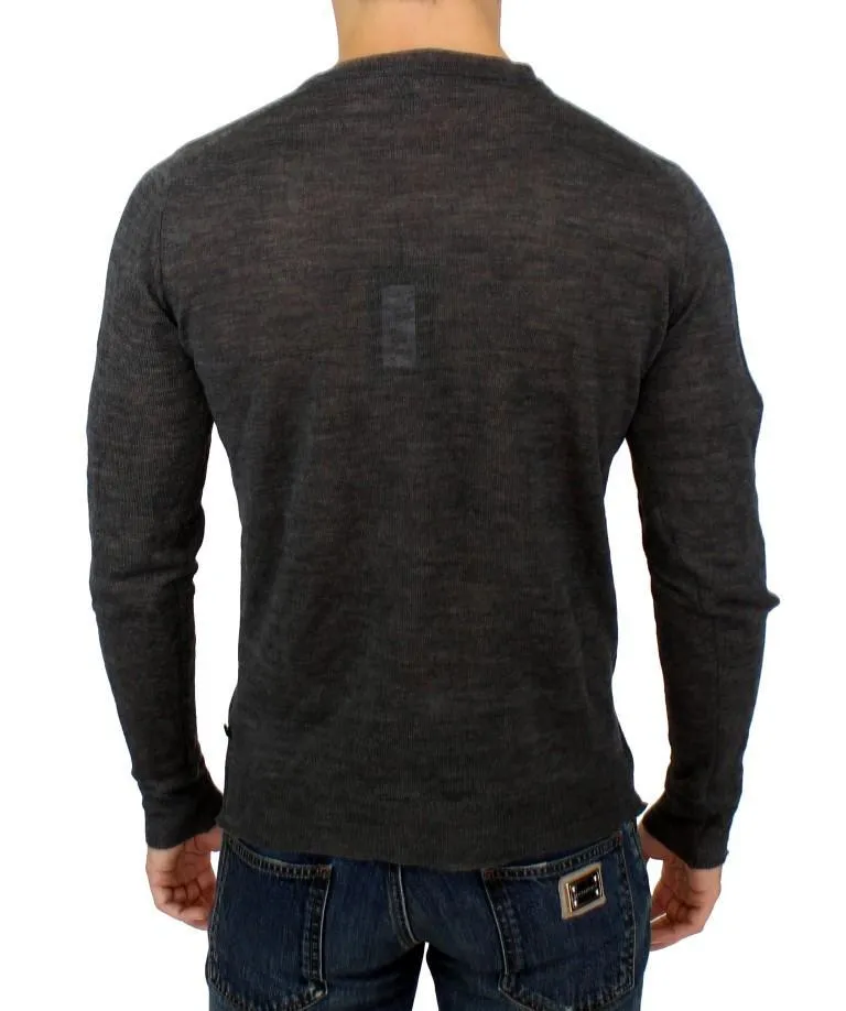 Gray wool crewneck sweater