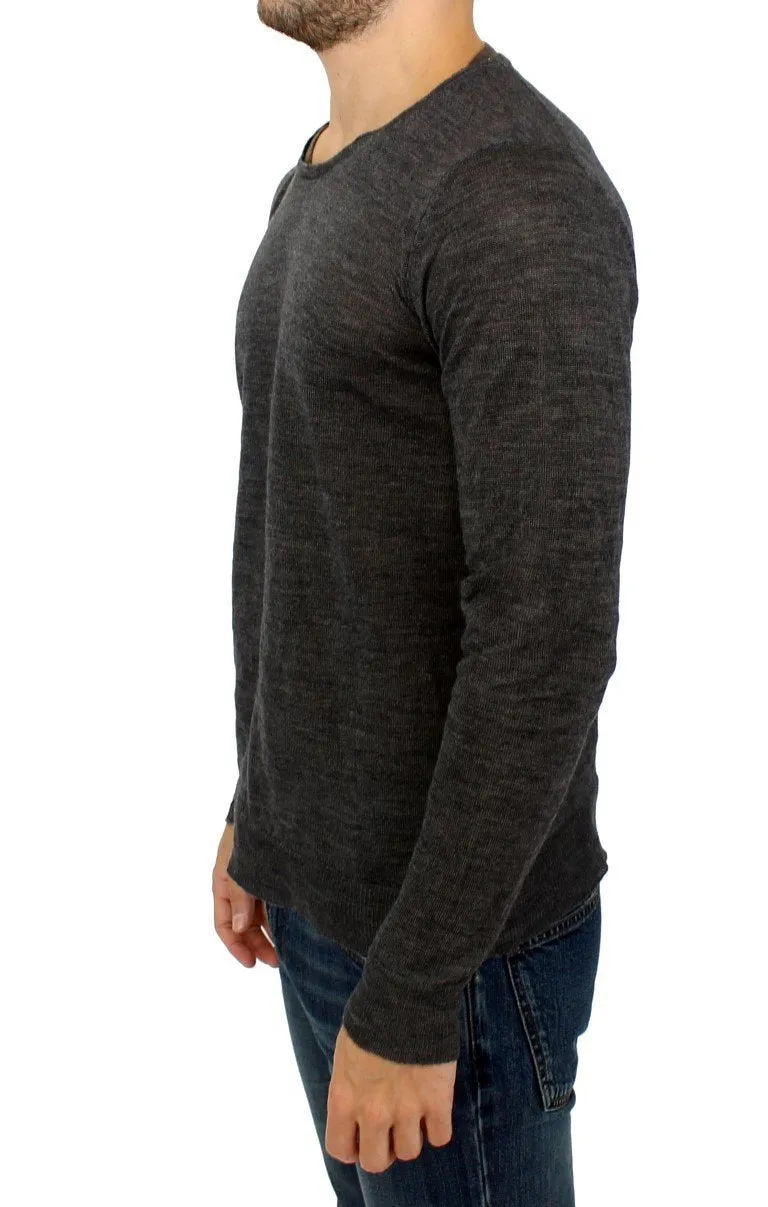 Gray wool crewneck sweater
