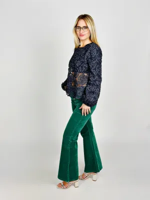 Green High Waist Corduroy Pants