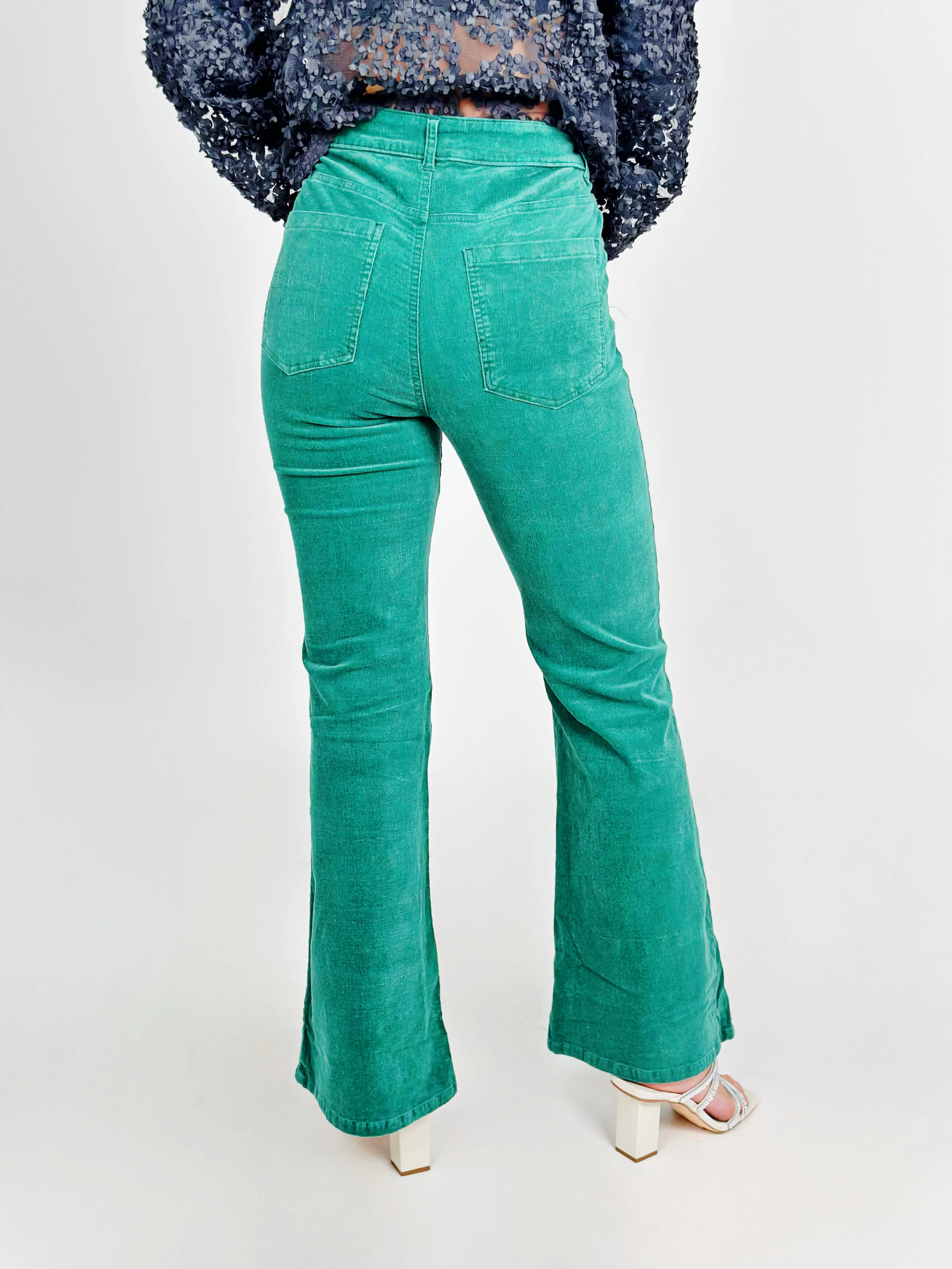 Green High Waist Corduroy Pants