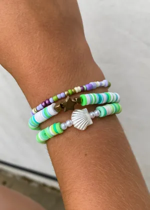 Green Shell Mix Beaded Bracelets