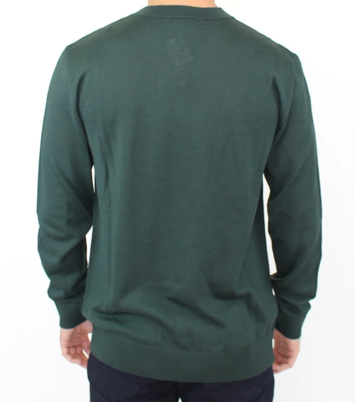 Green Wool Blend V-neck Pullover Sweater