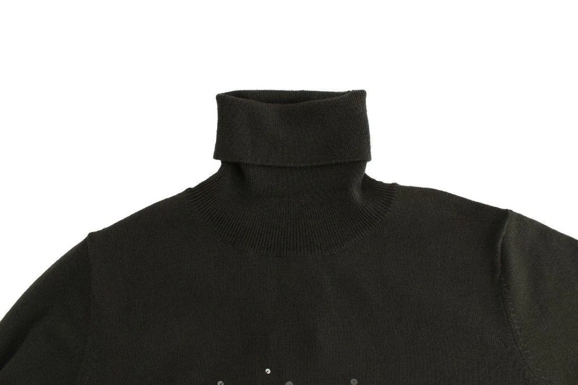 Green wool turtleneck sweater