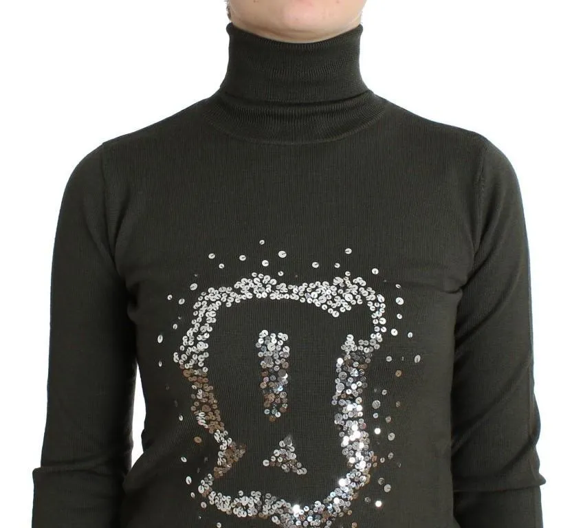 Green wool turtleneck sweater