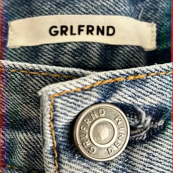 GRLFRND Adriana Button Fly Mid Rise Slouchy Shorts Love Rollercoaster - Size 24