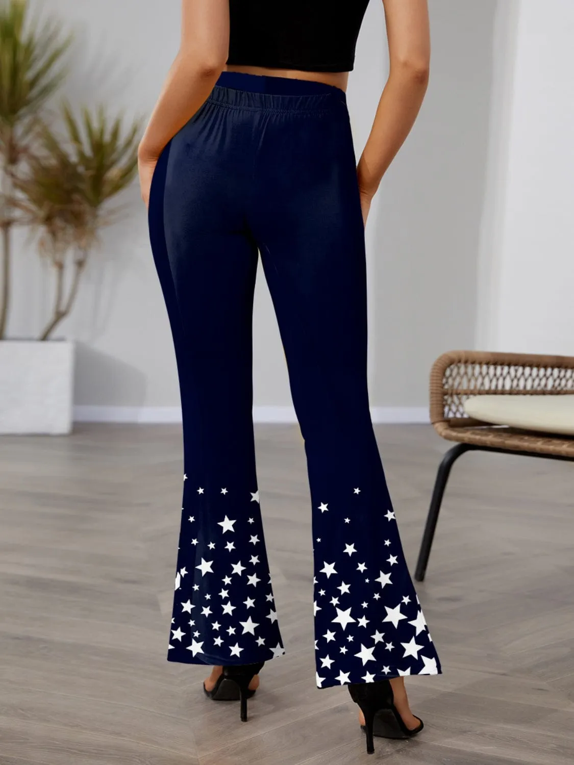 GYPSY-Star Elastic Waist Boot Cut Pants