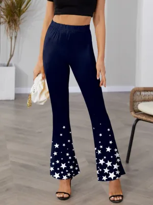 GYPSY-Star Elastic Waist Boot Cut Pants