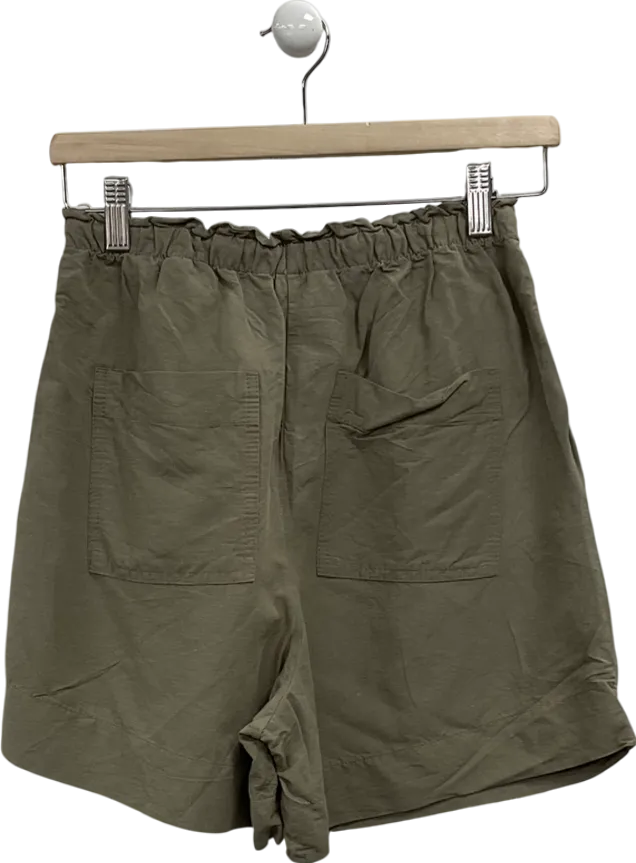 H&M Green Linen-blend Shorts UK XS