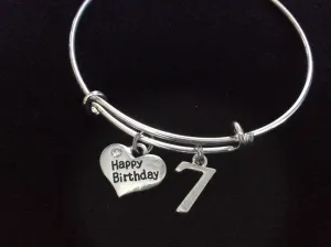 Happy 7th Birthday Expandable Charm Bracelet Adjustable Bangle Gift (Other Numbers Available