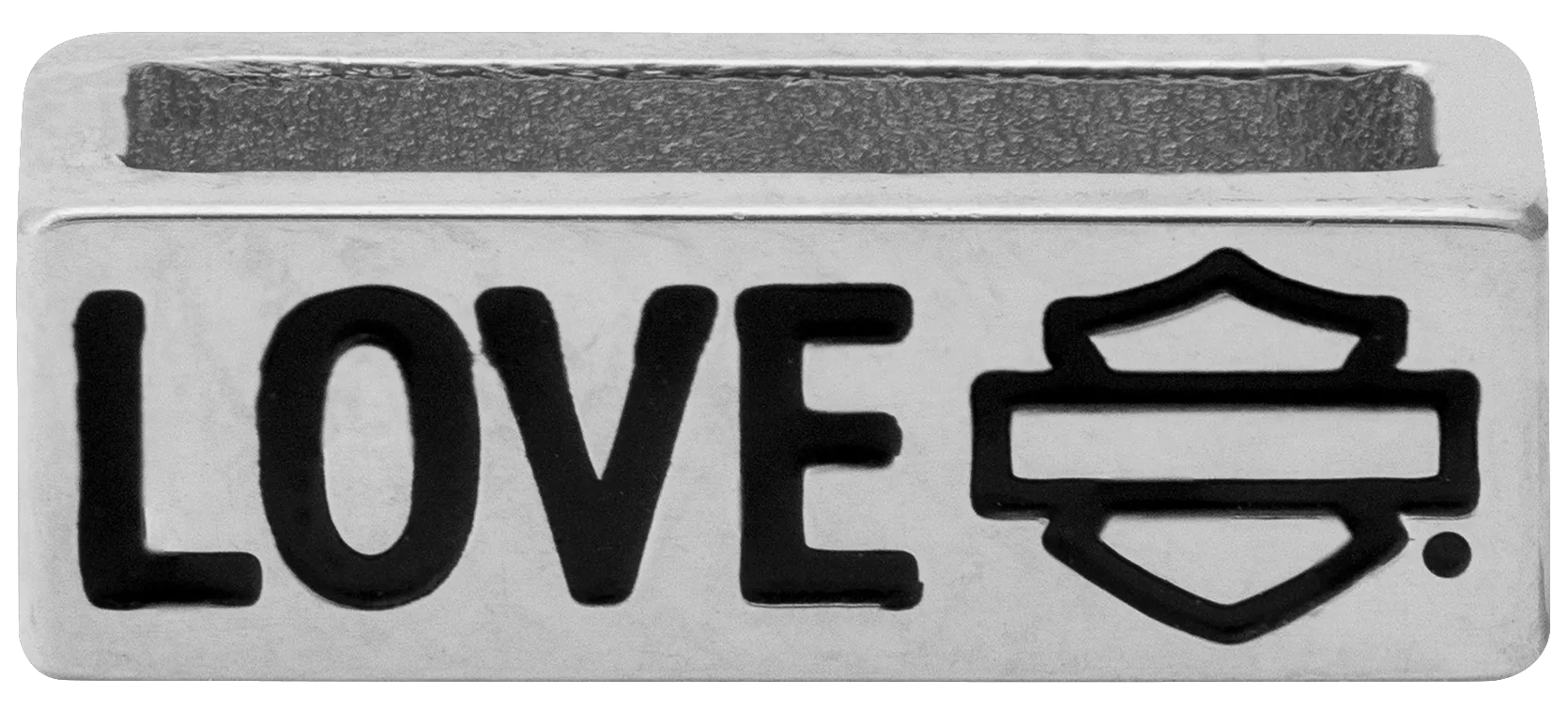 Harley-Davidson® Women's Stainless Steel Love Script w/ Bar & Shield Outline Rally Charm