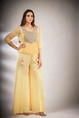 Haseena folk co-ord set in butter cream yellow