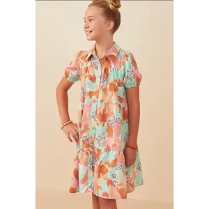 Hayden Girls Abstract Leopard Print Button Up Shirt Dress