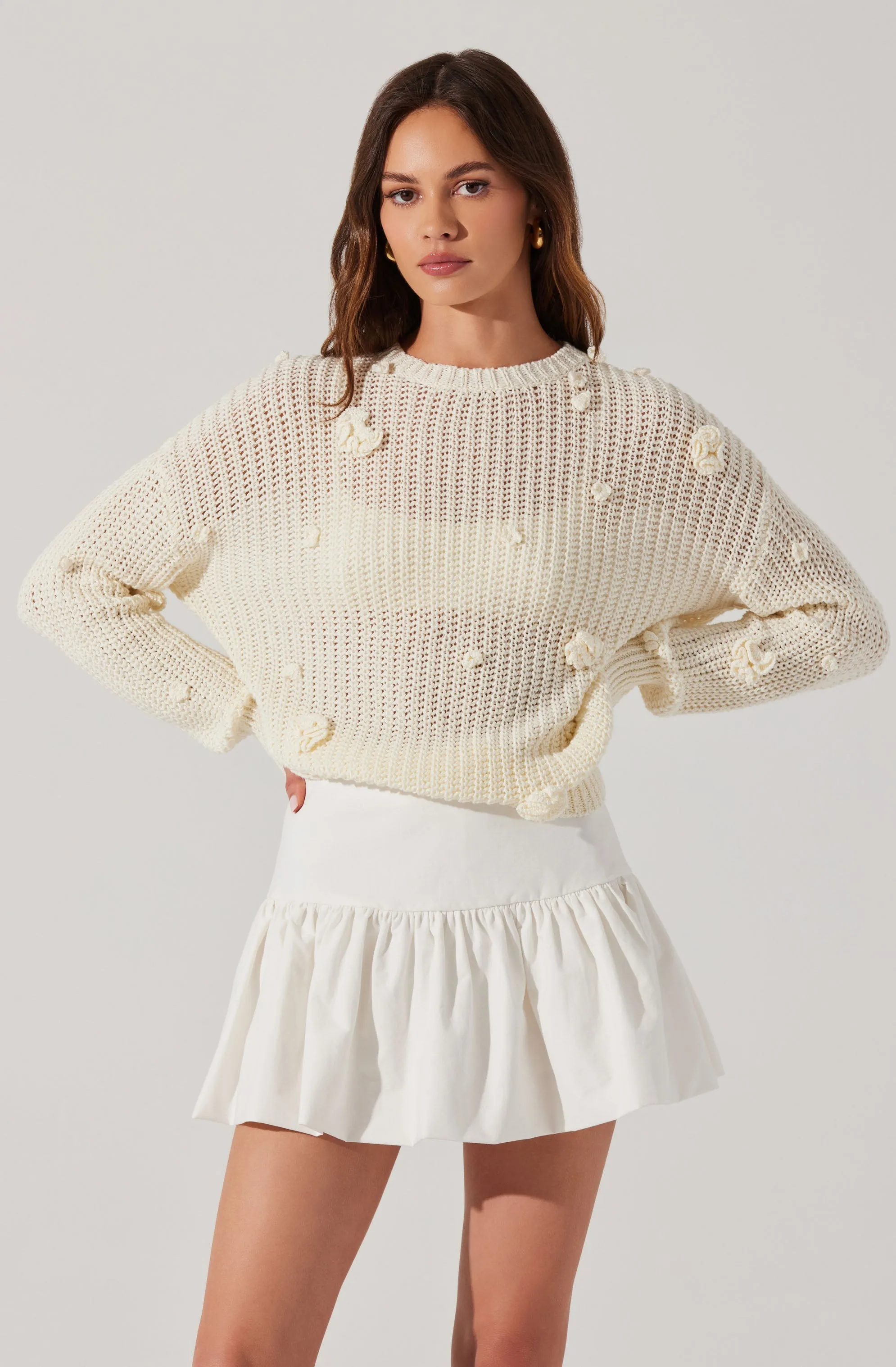 Hayley 3D Floral Crochet Sweater