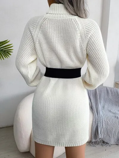 Hazel Blues® |  Decorative Button Turtleneck Sweater Dress