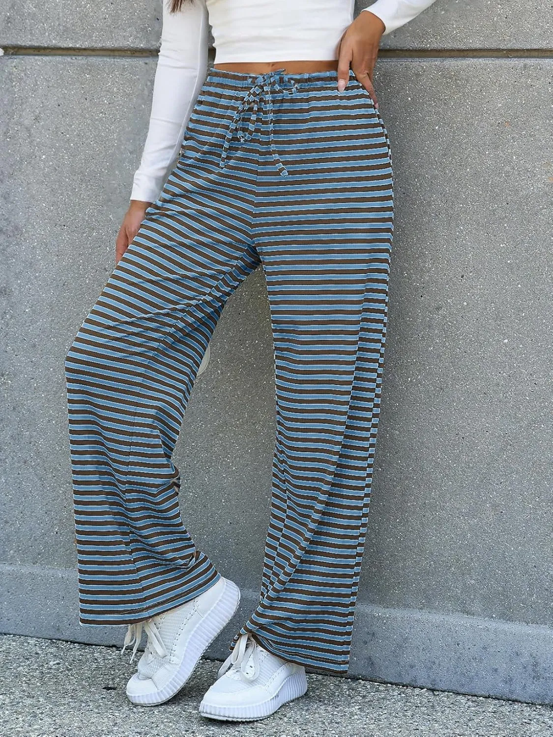 Hazel Blues® |  Lovelet Striped Wide Leg Pants
