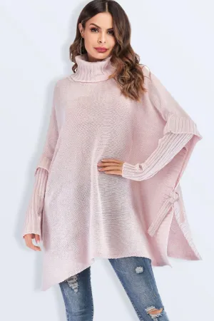 Hazel Blues® | Tied Turtleneck Asymmetrical Hem Sweater