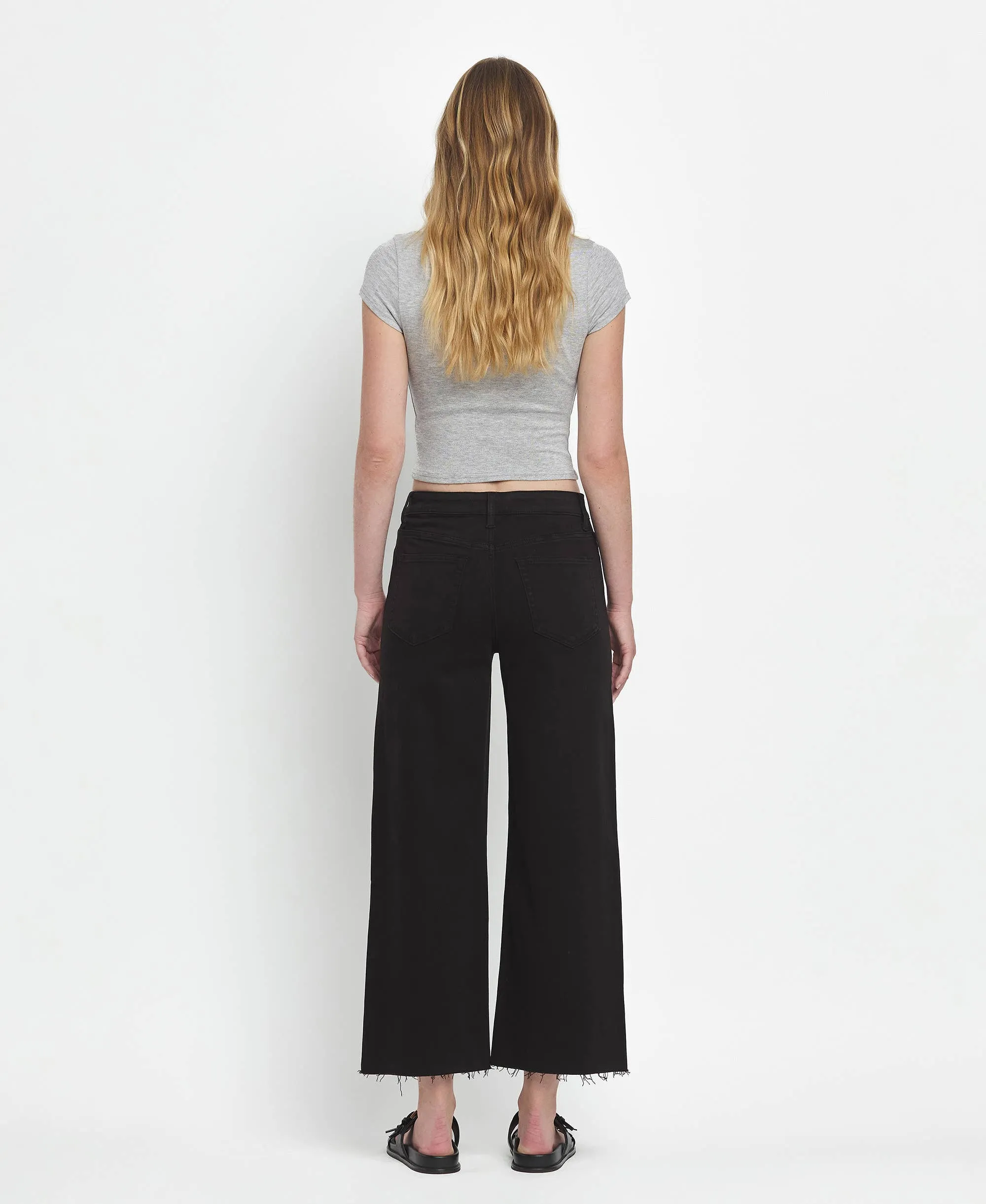 HIGH RISE CROP WIDE LEG JEANS