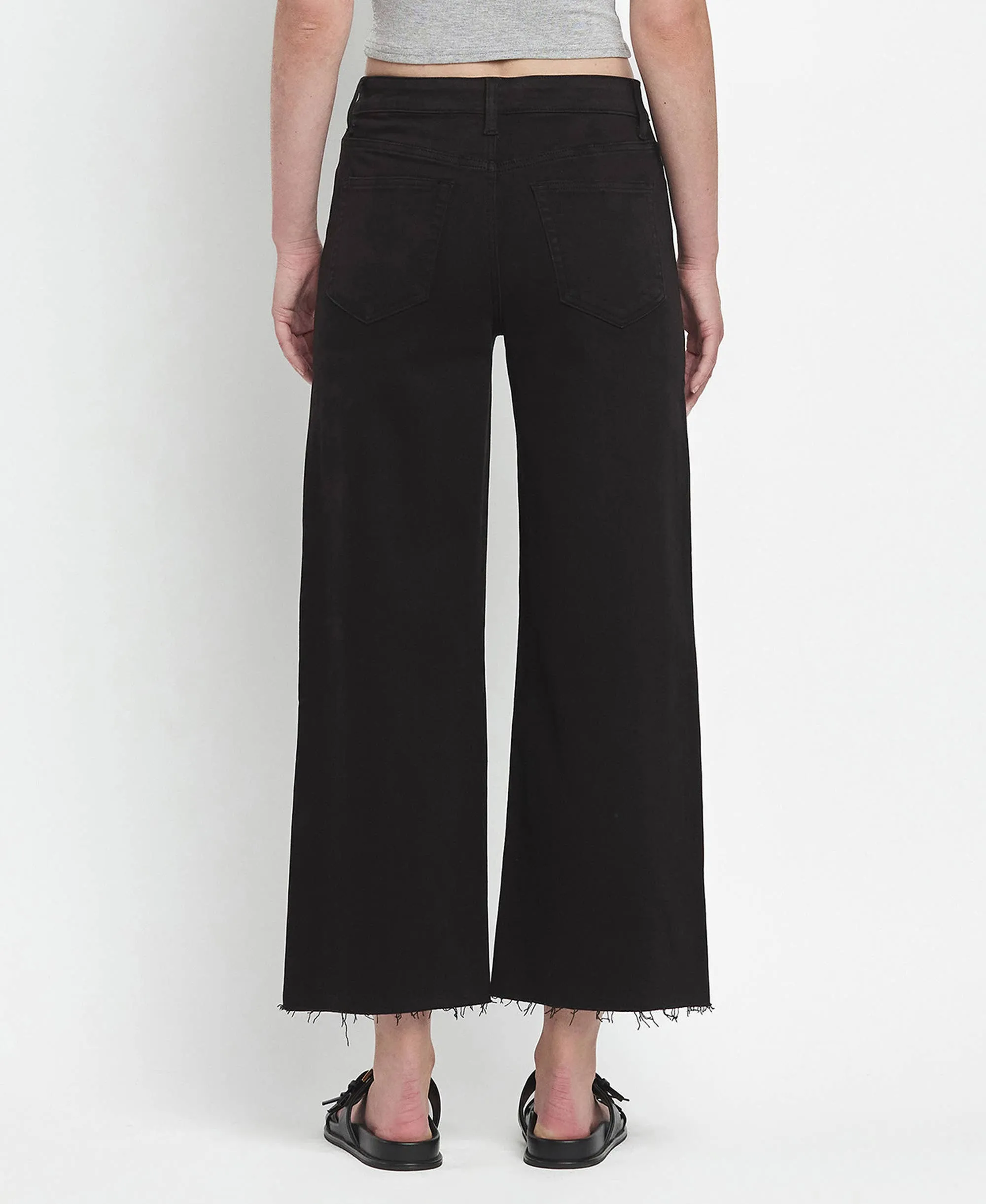 HIGH RISE CROP WIDE LEG JEANS