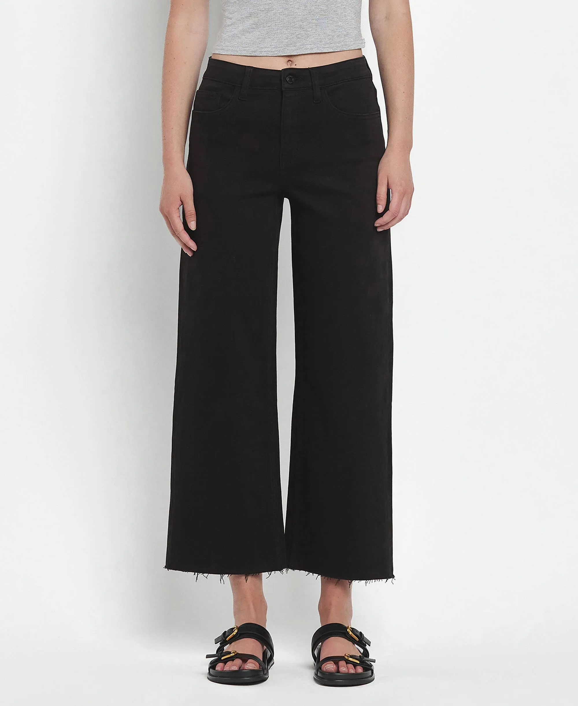 HIGH RISE CROP WIDE LEG JEANS