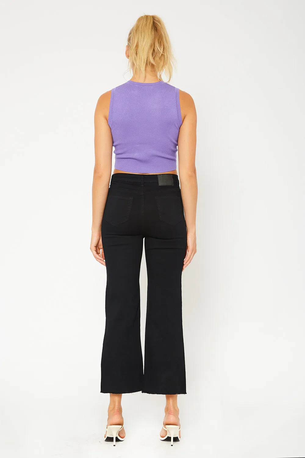 High-rise flare black pants