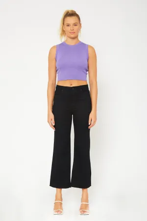 High-rise flare black pants