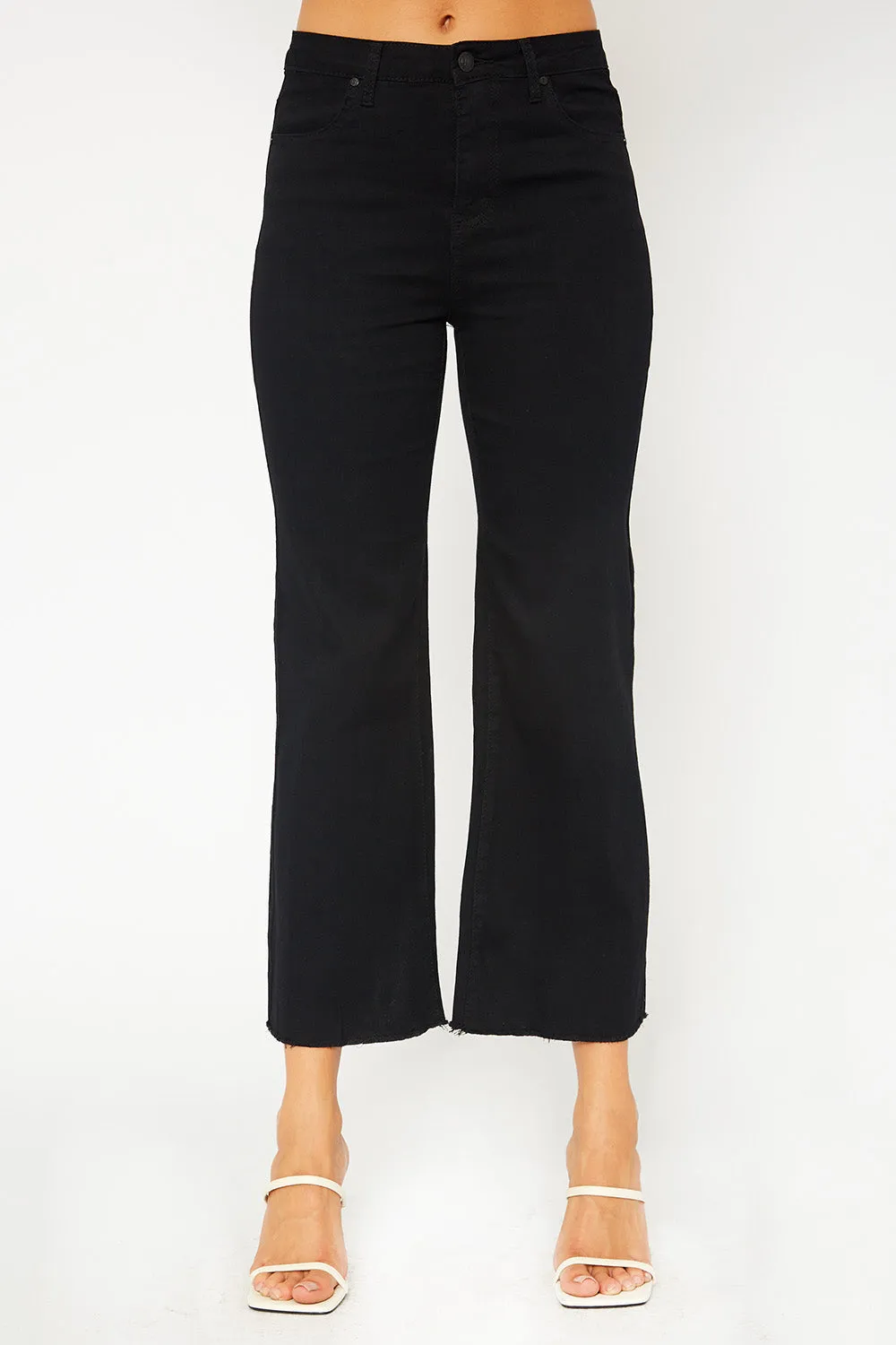 High-rise flare black pants
