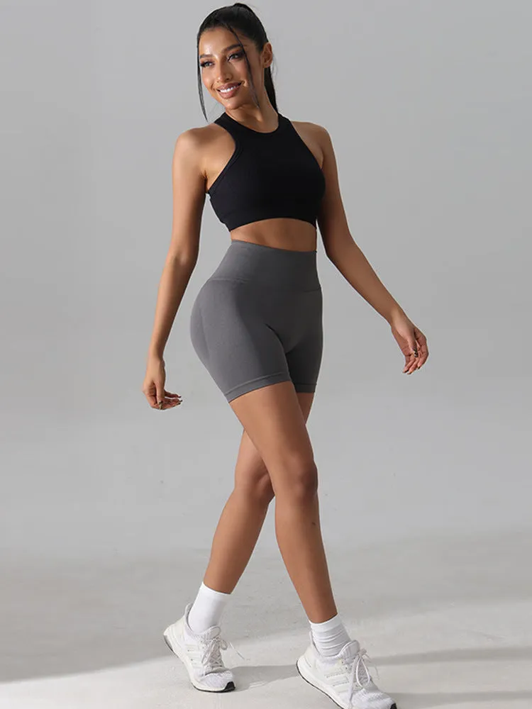 High waisted butt lifting workout shorts