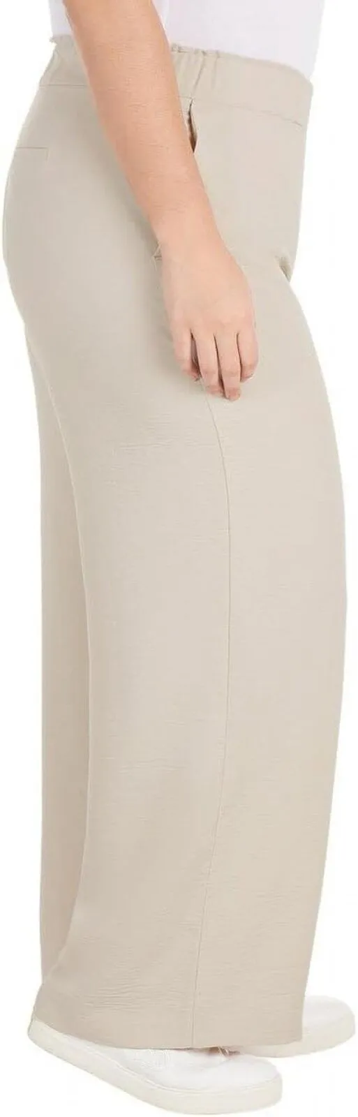 Hilary Radley Womens Wide Leg Crinkle Pants With Elastic Waistband 1777947