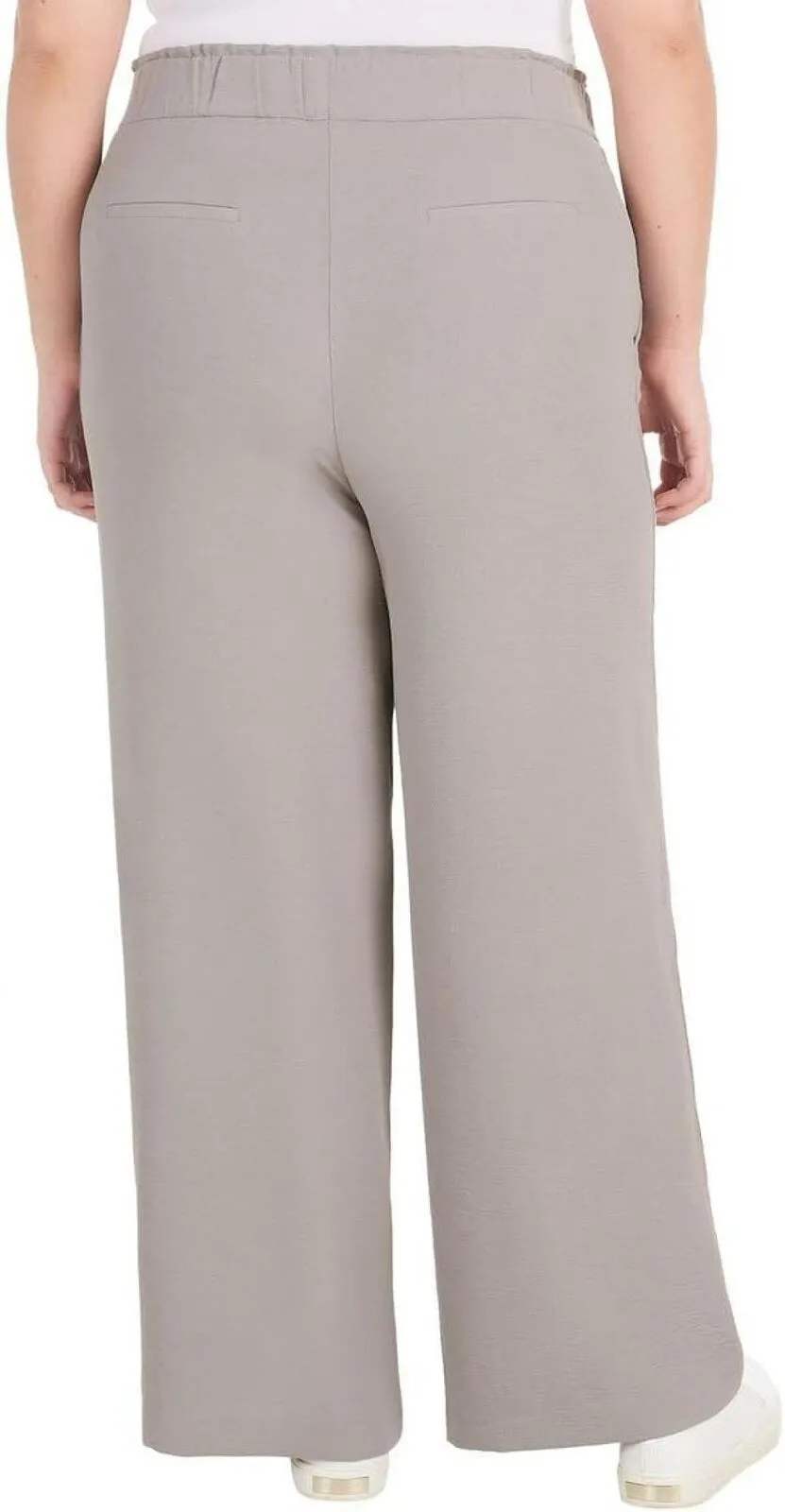 Hilary Radley Womens Wide Leg Crinkle Pants With Elastic Waistband 1777947