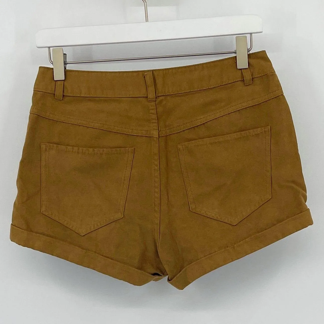 Hollister Tan Faux Suede Cuffed Button Fly Shorts