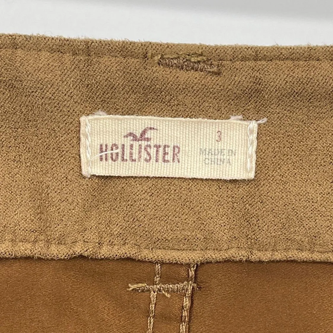 Hollister Tan Faux Suede Cuffed Button Fly Shorts