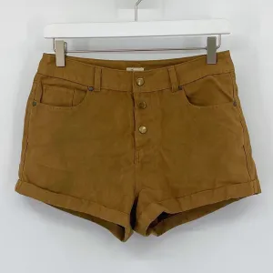 Hollister Tan Faux Suede Cuffed Button Fly Shorts
