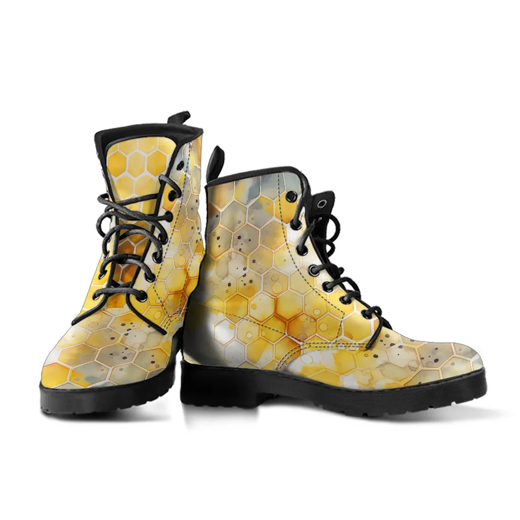 Honeycomb Watercolor Lace Up Ankle Boots