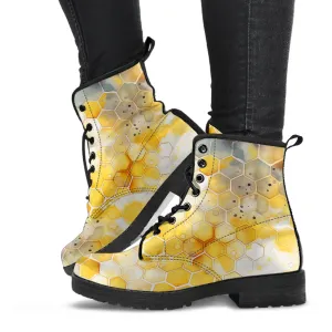 Honeycomb Watercolor Lace Up Ankle Boots