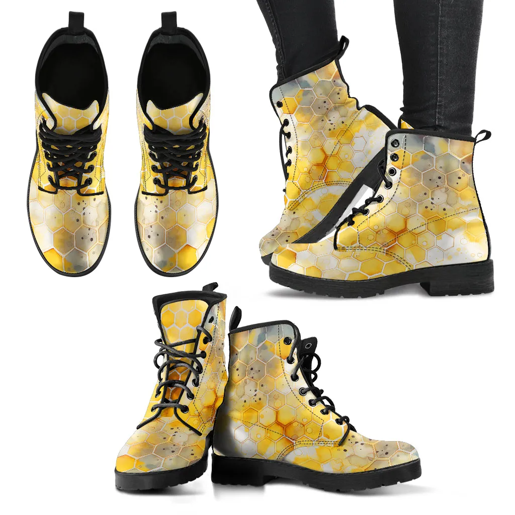 Honeycomb Watercolor Lace Up Ankle Boots