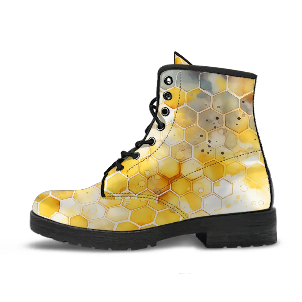 Honeycomb Watercolor Lace Up Ankle Boots