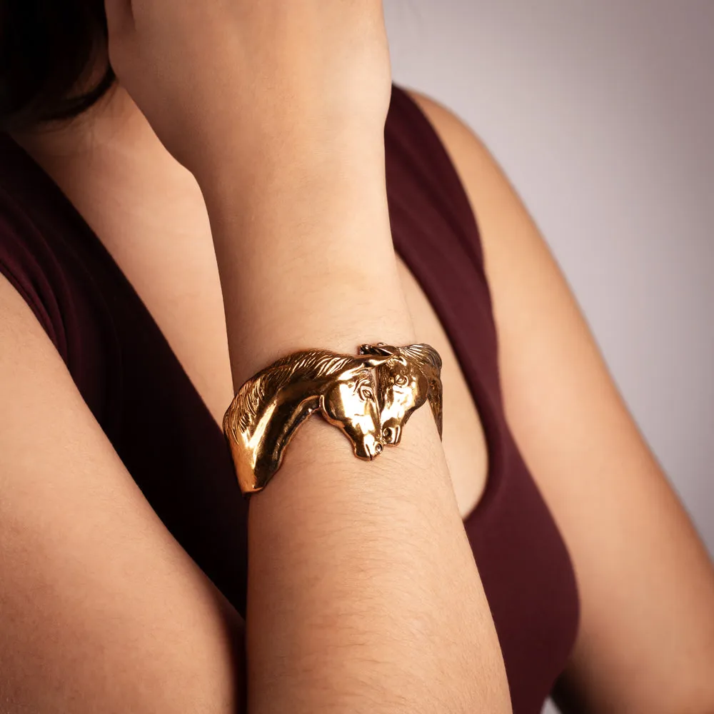 Horse Kisses Cuff in Bronze