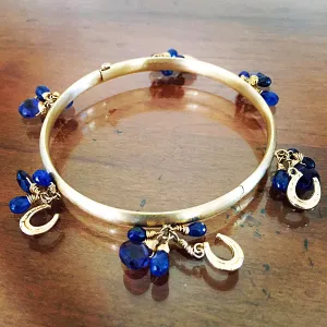 Horseshoe Bracelet, Blue Sapphires 14k gold Bangle