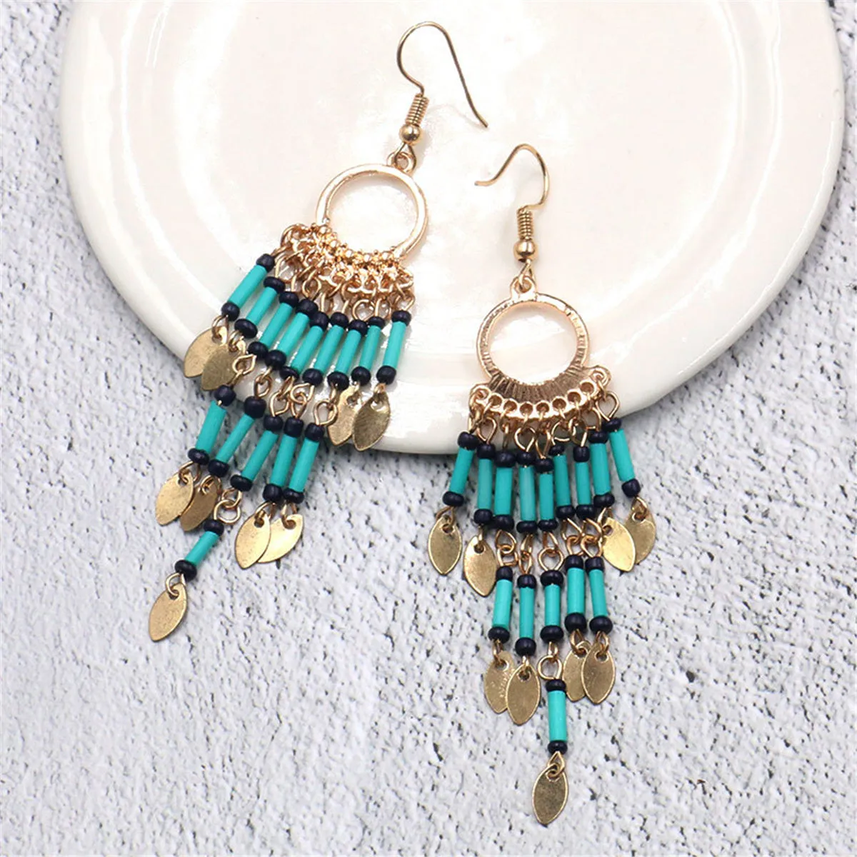 Howlite & Acrylic 18K Gold-Plated Chandelier Leaf Drop Earrings