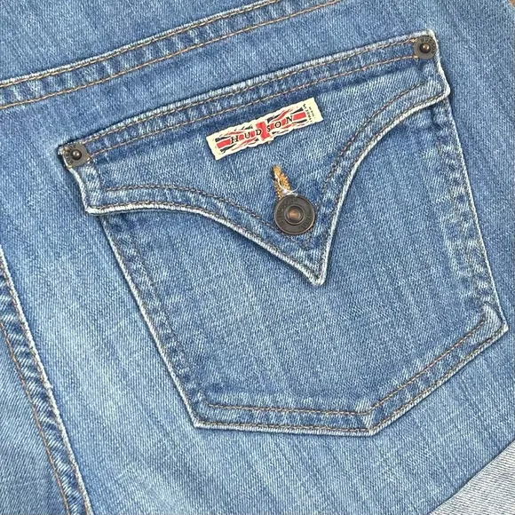 Hudson l 29 Classic Whisker Low Rise Button Flap Pocket Cuffed Denim Jean Shorts