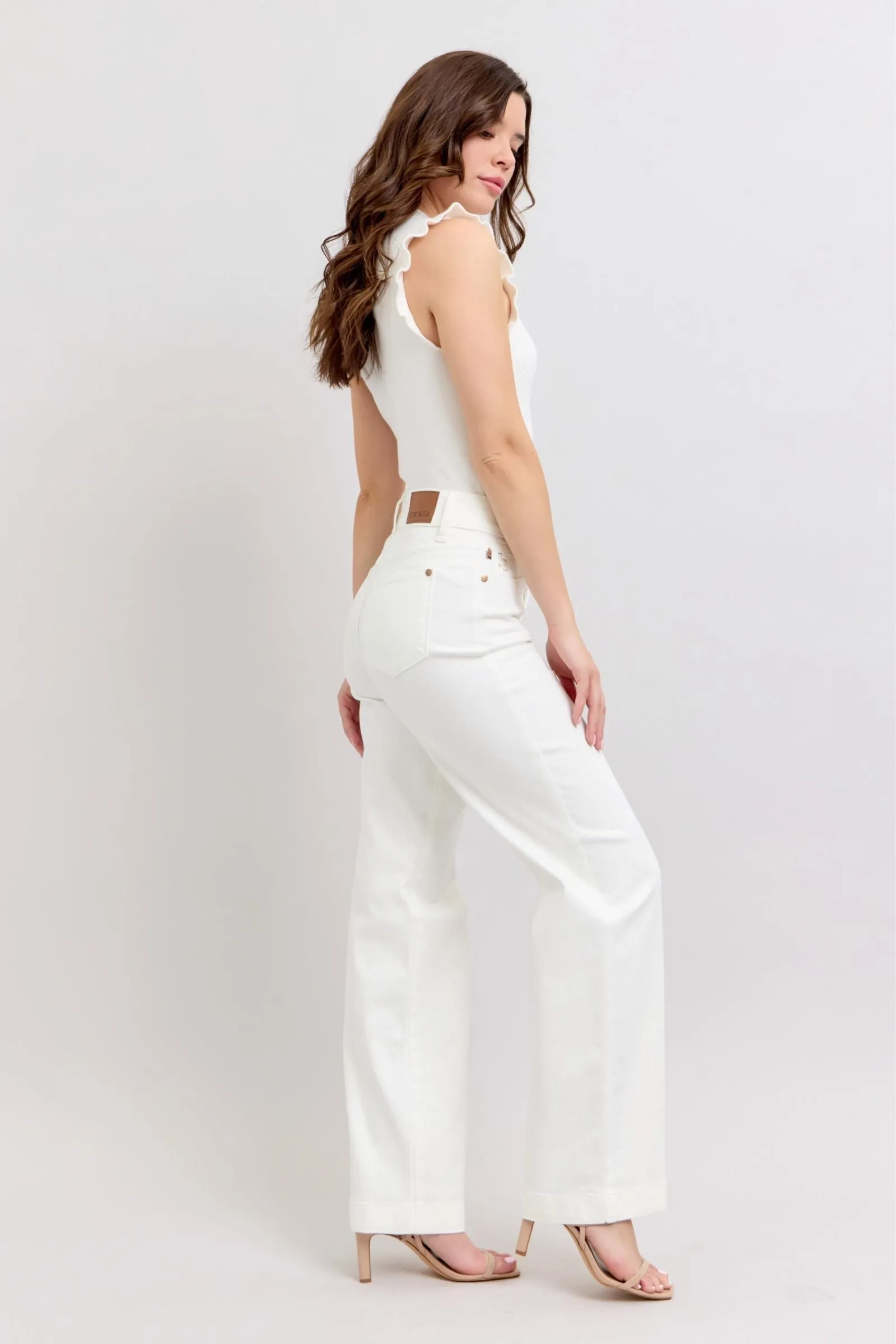 HW Double Button WB & Coin Pkt Embroidery Trouser Wide