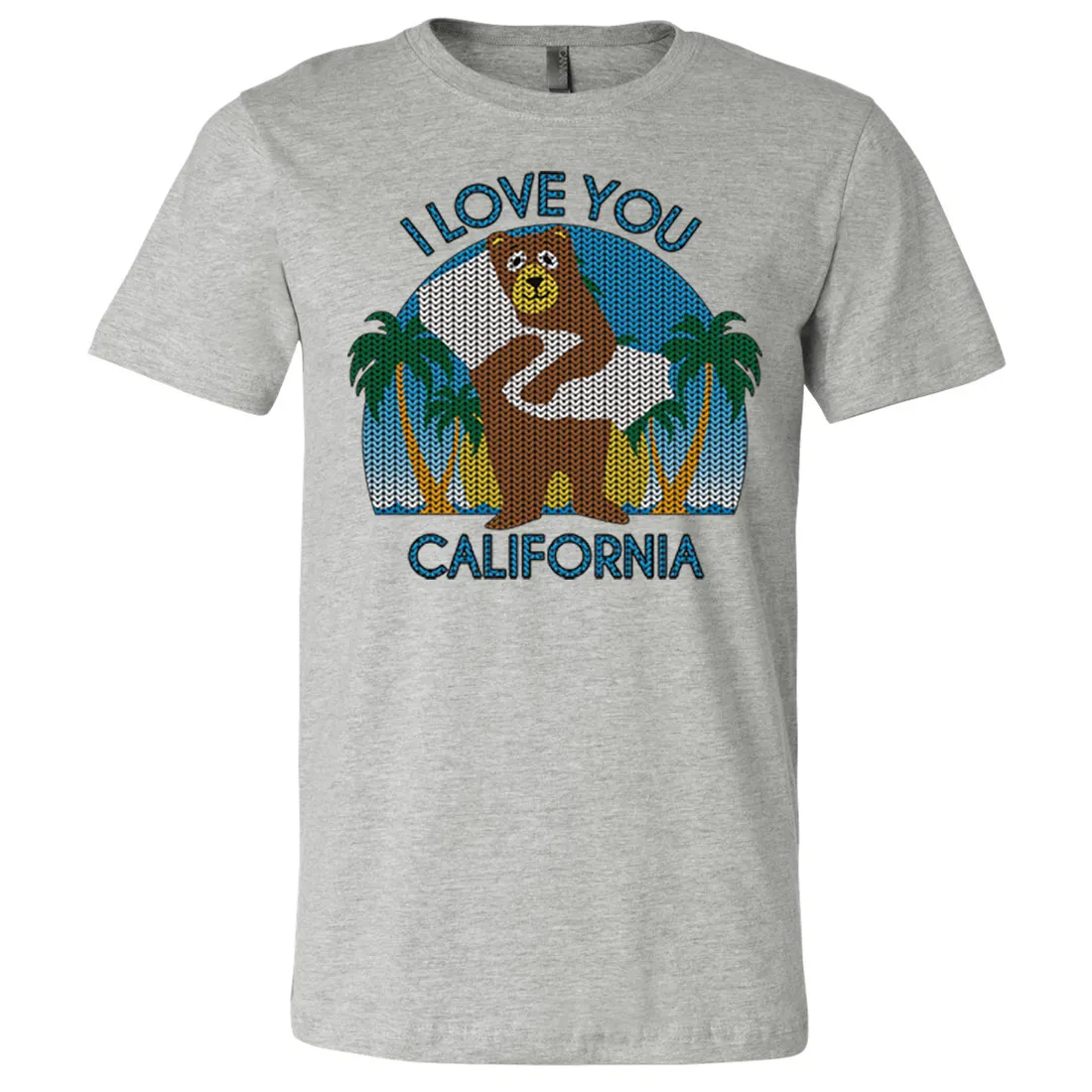 I Love You CA Knit Style Bear Asst Colors Mens Lightweight Fitted T-Shirt/tee
